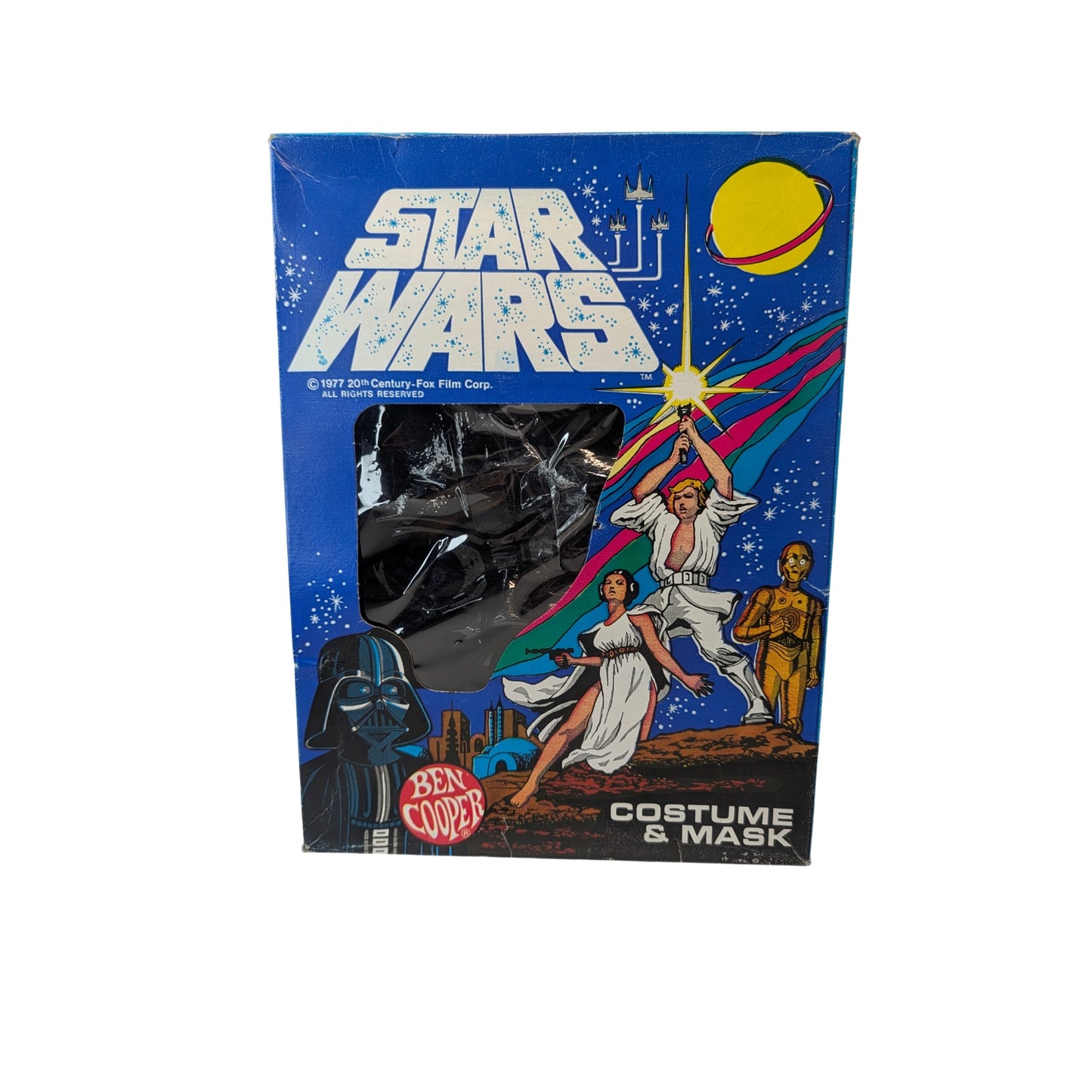 Vintage 1977 Star Wars Darth Vader Costume & Mask Ben Cooper Original Box