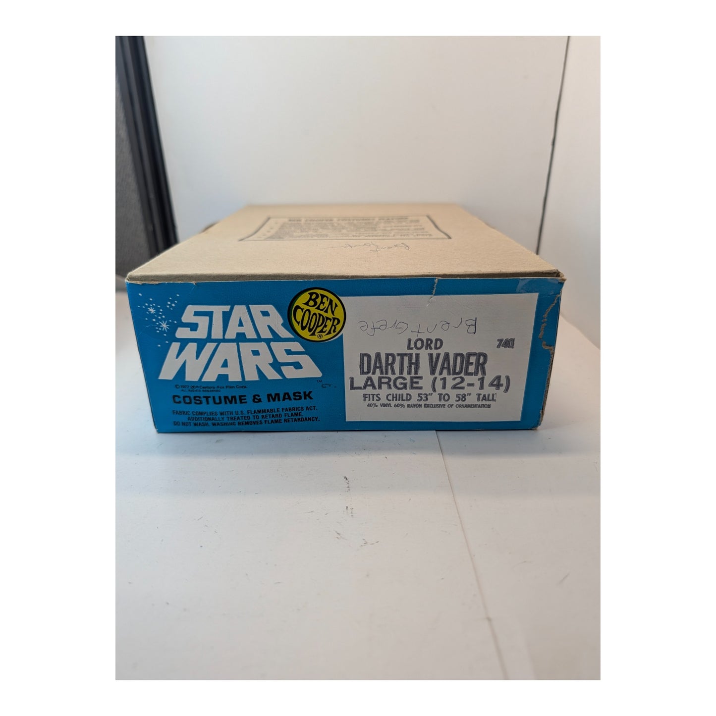 Vintage 1977 Star Wars Darth Vader Costume & Mask Ben Cooper Original Box