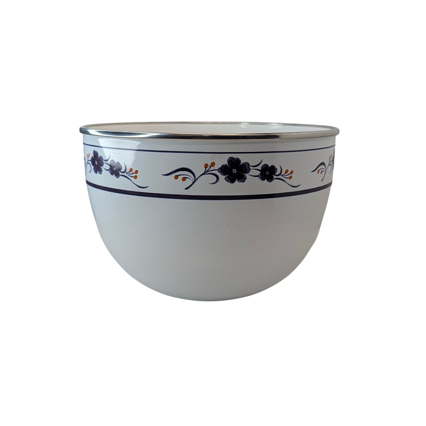 Vintage 1970s Kobe Kitchen Enamelware Floral Serving Bowl, Japanese Made