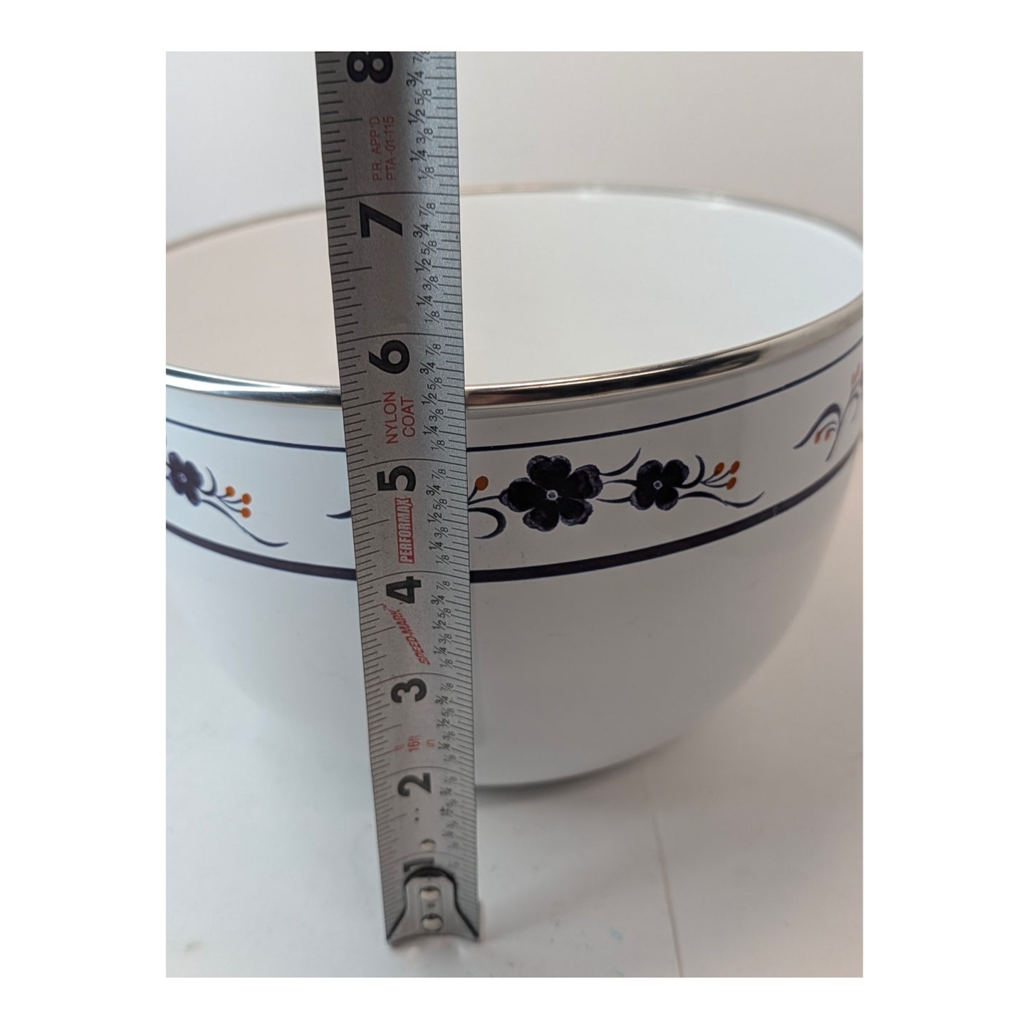 Vintage 1970s Kobe Kitchen Enamelware Floral Serving Bowl, Japanese Made