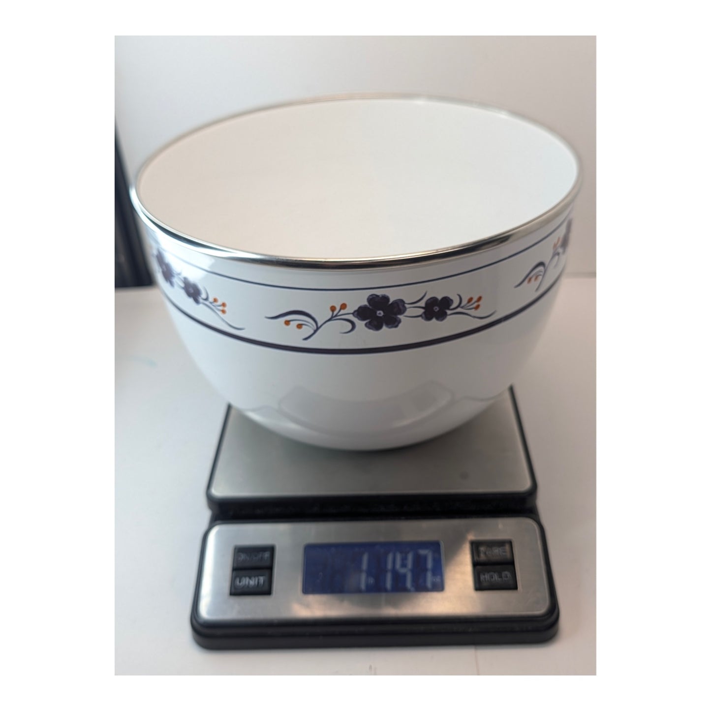 Vintage 1970s Kobe Kitchen Enamelware Floral Serving Bowl, Japanese Made