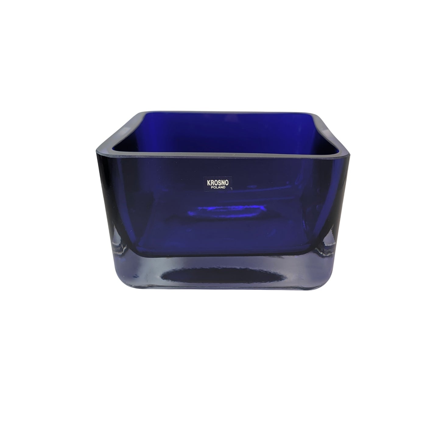 Heavy Krosno Cobalt Blue Cased Art Glass Bowl | Made in Poland