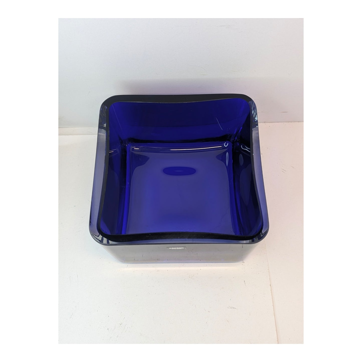 Heavy Krosno Cobalt Blue Cased Art Glass Bowl | Made in Poland