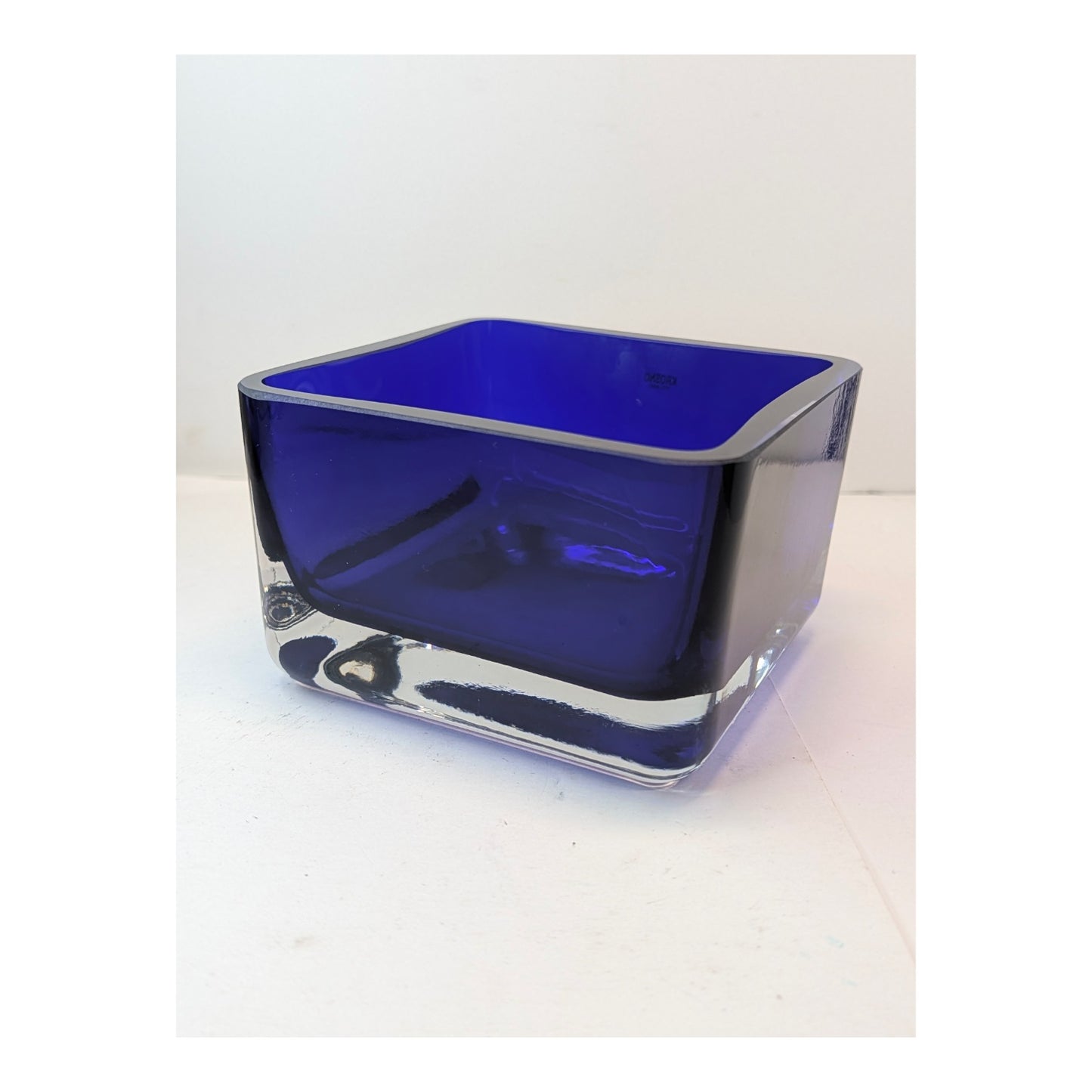 Heavy Krosno Cobalt Blue Cased Art Glass Bowl | Made in Poland