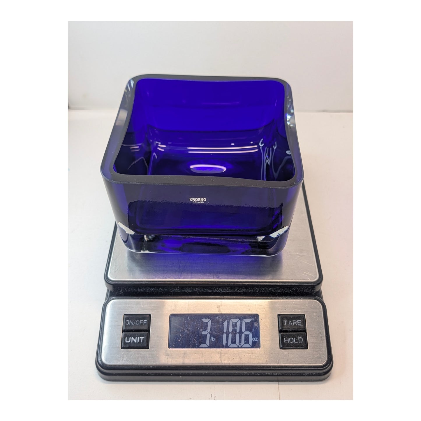Heavy Krosno Cobalt Blue Cased Art Glass Bowl | Made in Poland