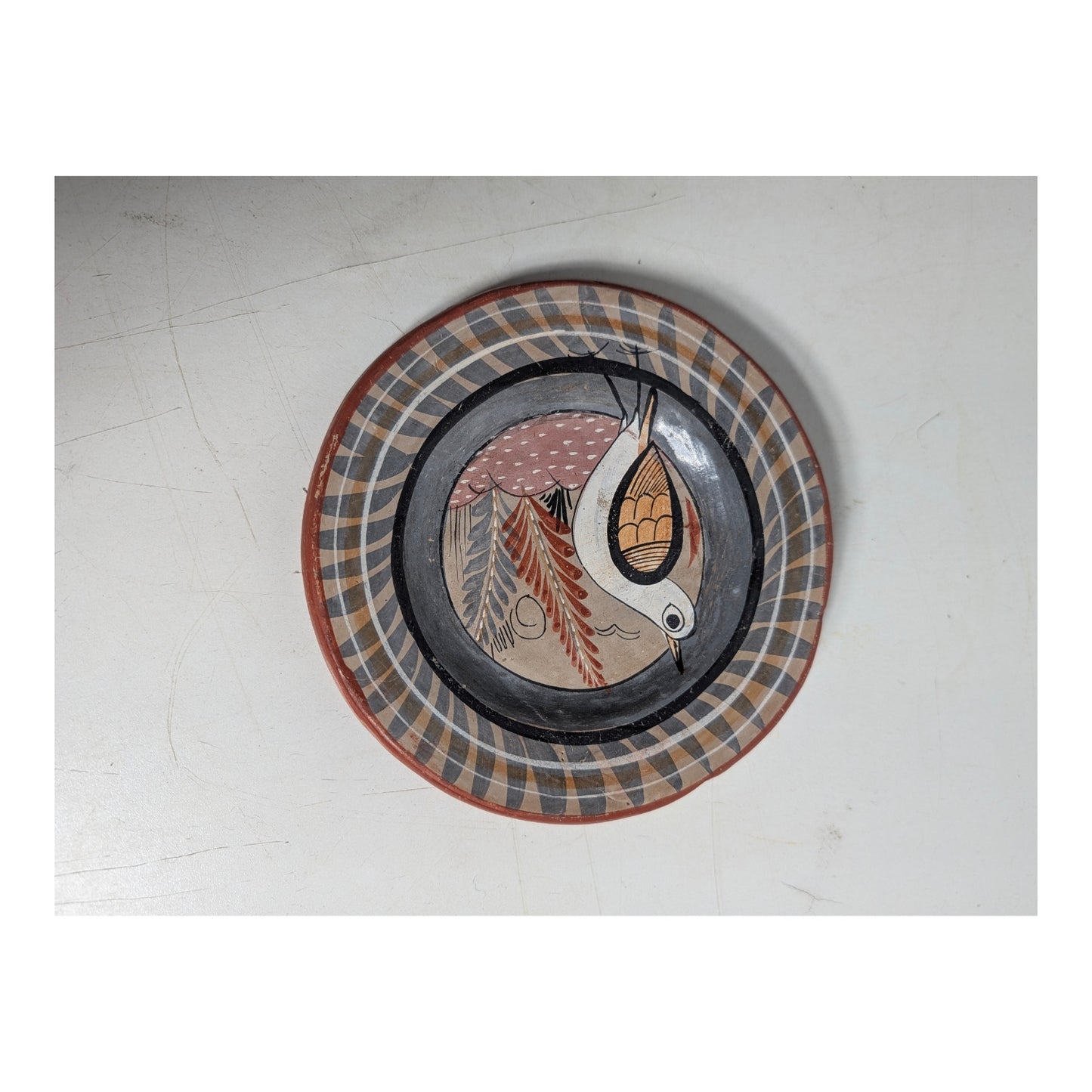 Vintage A. Solis Tonalá Mexican Pottery Wall Plates, Set of 3 Bird Motif