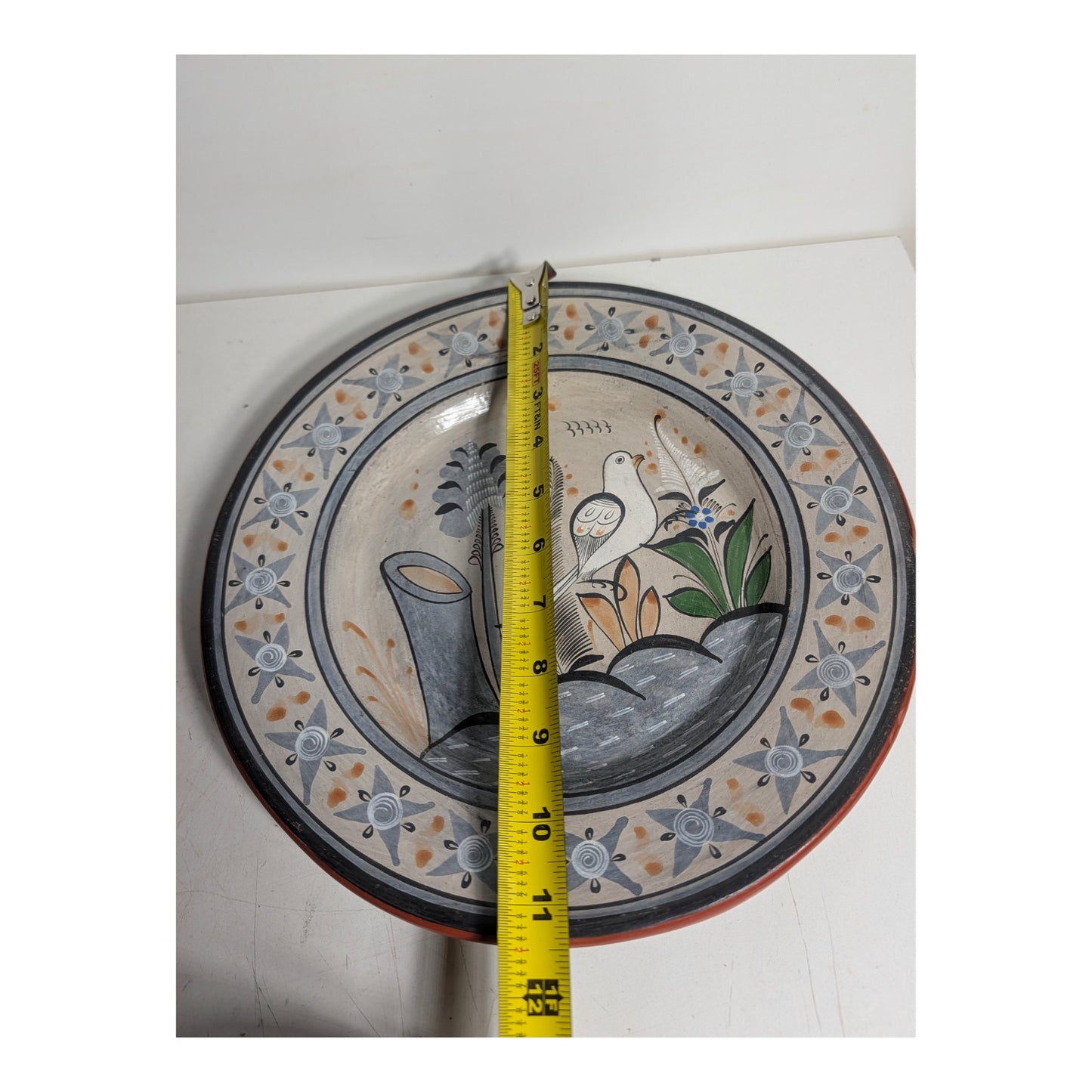 Vintage A. Solis Tonalá Mexican Pottery Wall Plates, Set of 3 Bird Motif