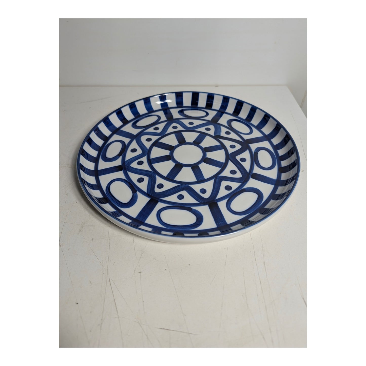 Vintage Dansk Arabesque Dinner Plate by Niels Refsgaard Blue White Stoneware