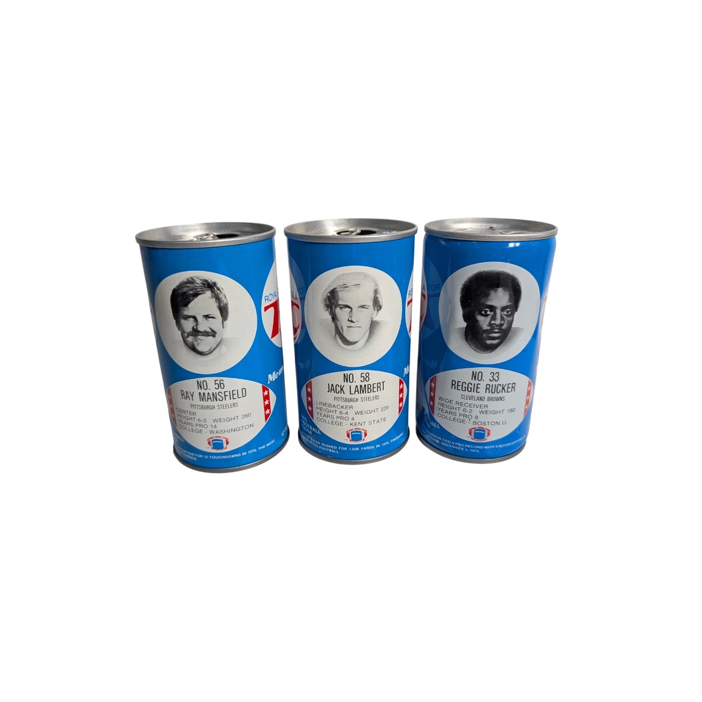 1970s RC Cola NFL Steelers & Browns Soda Cans Set of 3 Vintage