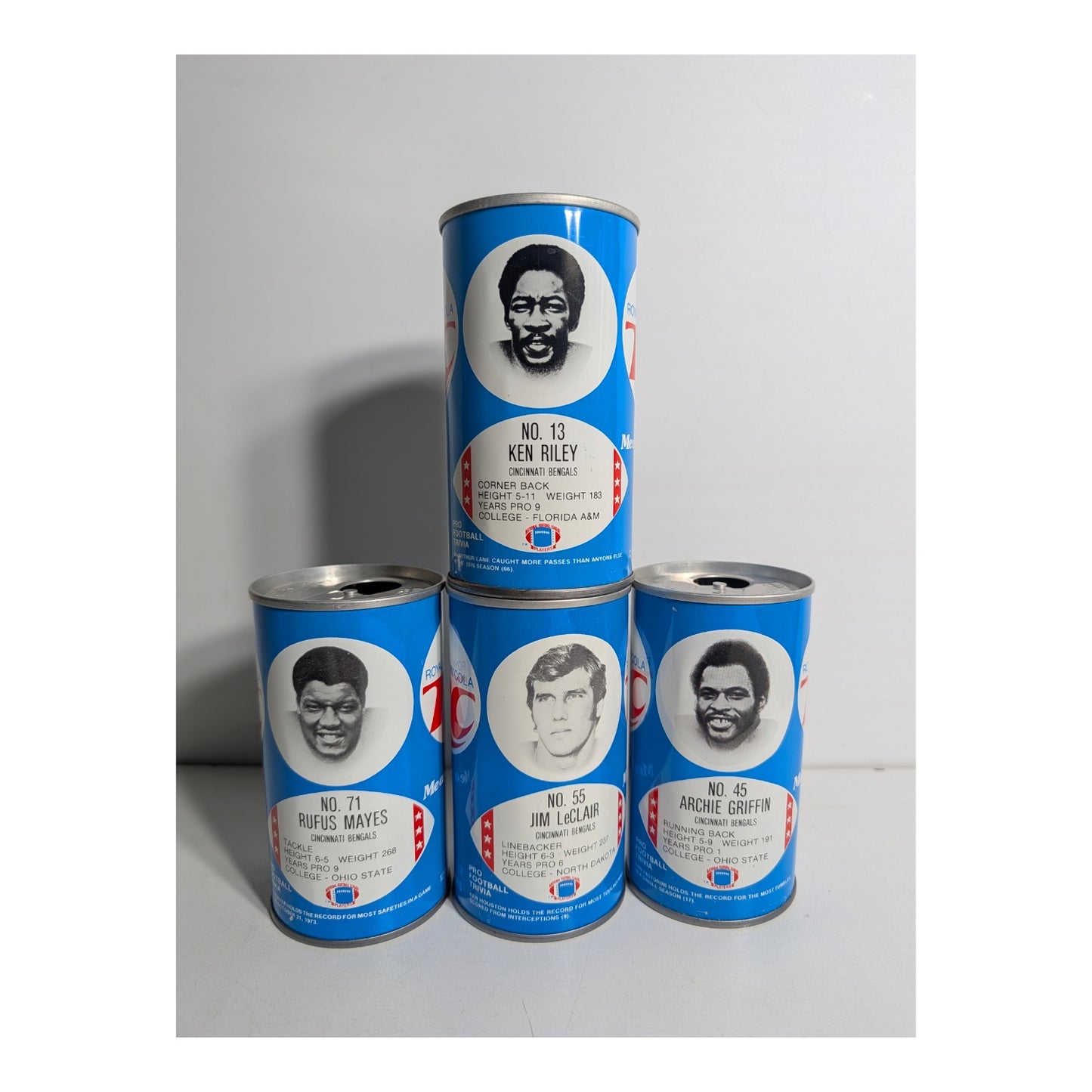 1970s RC Cola NFL Cincinnati Bengals Cans, Set of 4 | Vintage Pop Art