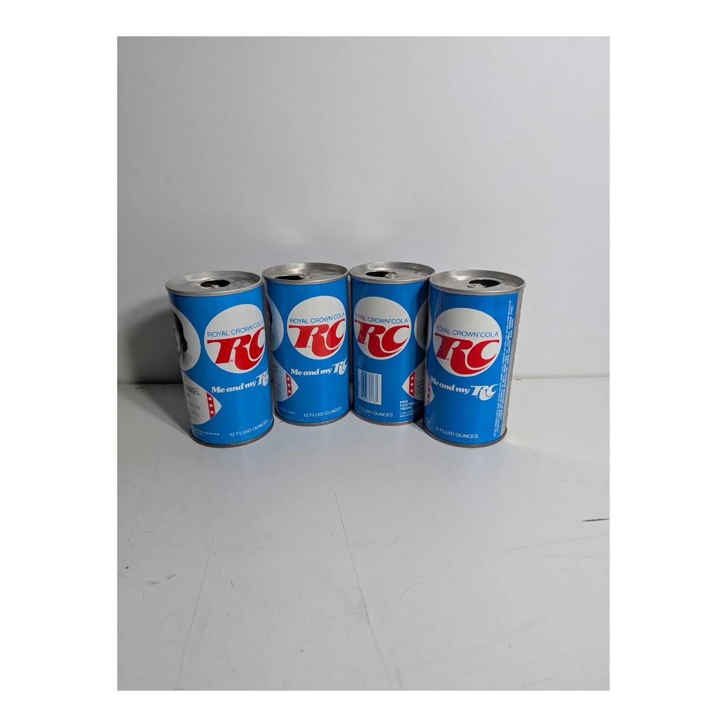 Set of 4 Vintage 1970s RC Cola NFL Pro Football Player Cans