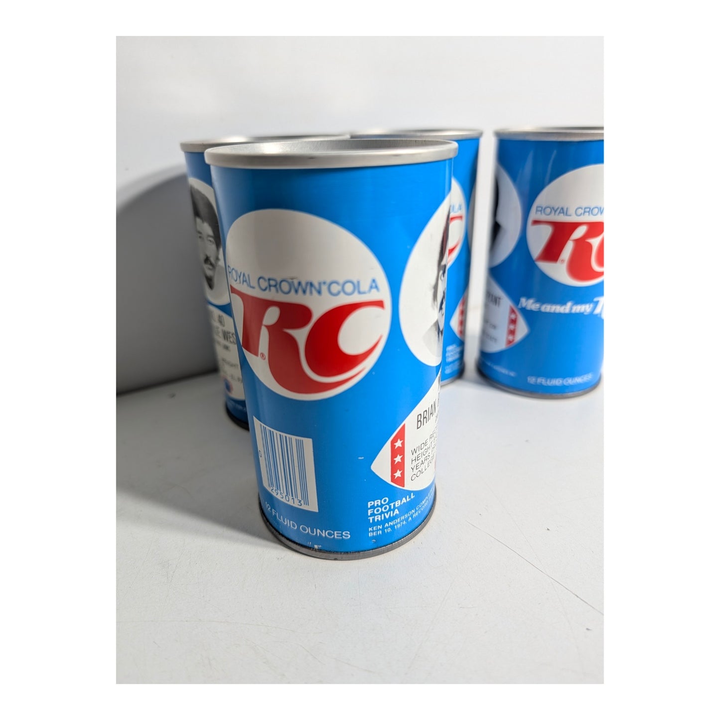 Set of 4 Vintage 1970s RC Cola NFL Pro Football Player Cans