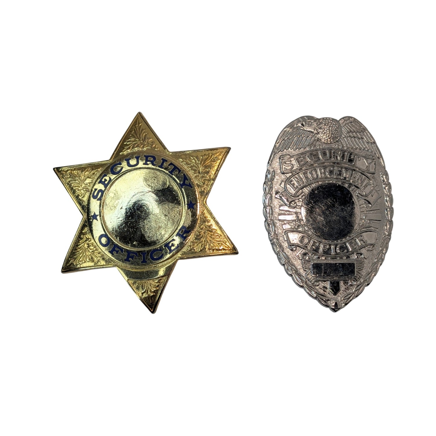 Vintage Security Officer Badge Lot | Gold Star & Silver Shield