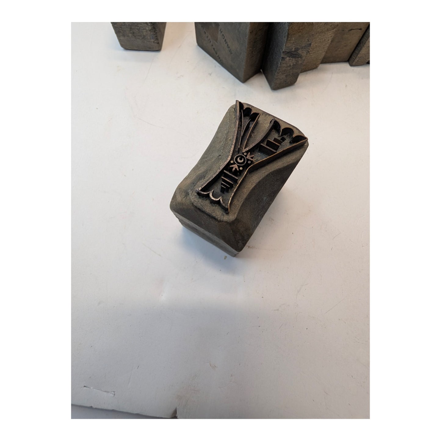 Vintage Ornate Letterpress Printing Blocks Set, Industrial Art Nouveau Decor