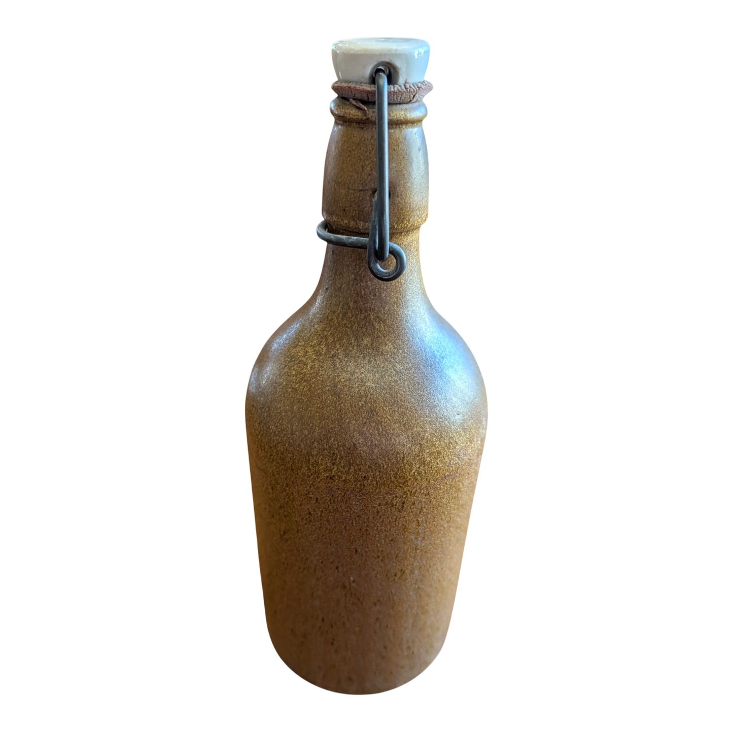 Antique German Salt Glaze Stoneware Bottle 0.5L, Vintage Grolsch Style Crock with Lightning Stopper, Rustic Farmhouse Earthenware Decor