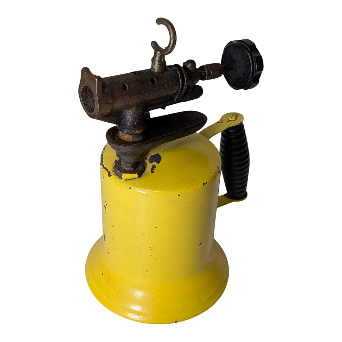 Vintage Industrial Yellow Blow Torch Mid-Century Brass Steampunk Decor Man Cave Art