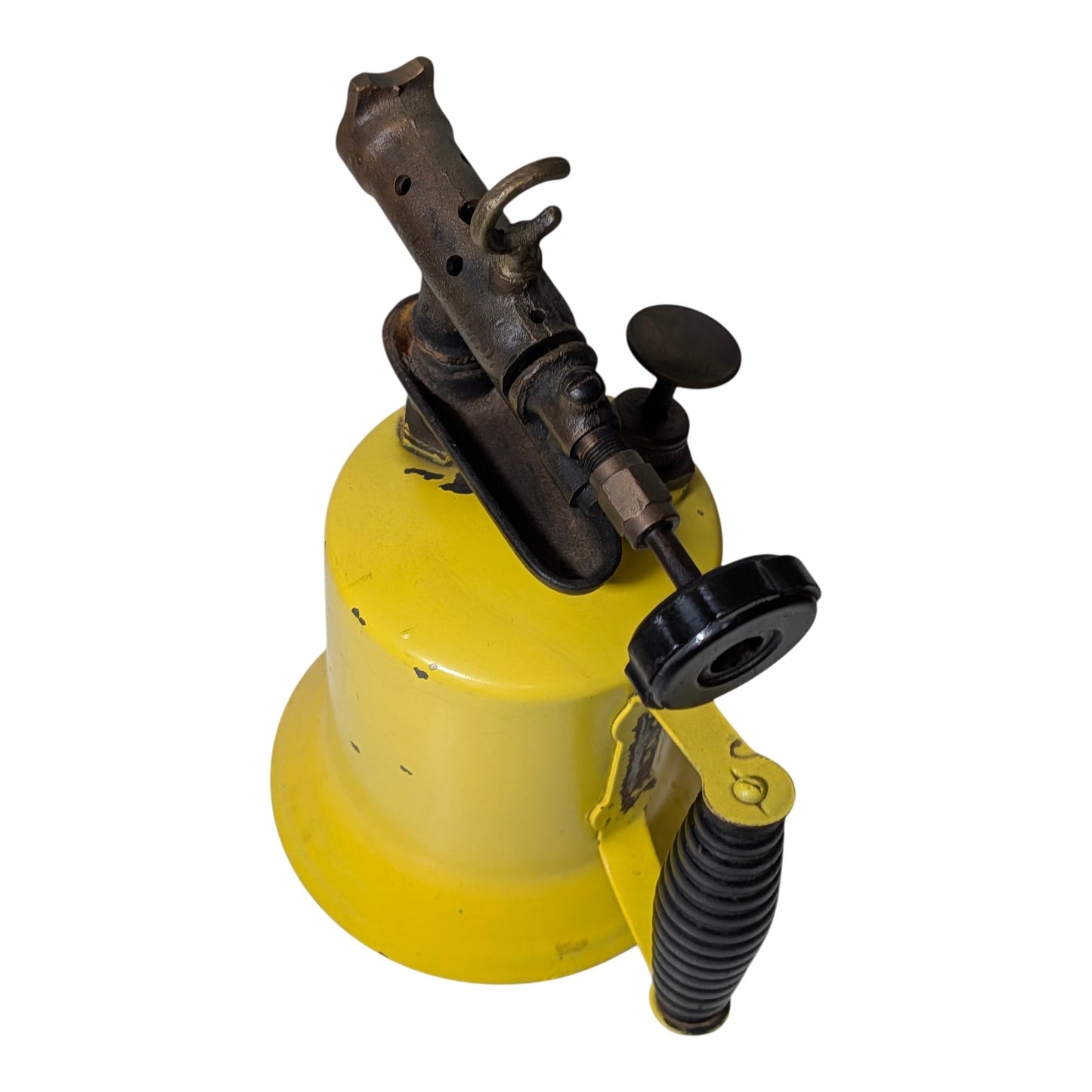 Vintage Industrial Yellow Blow Torch Mid-Century Brass Steampunk Decor Man Cave Art