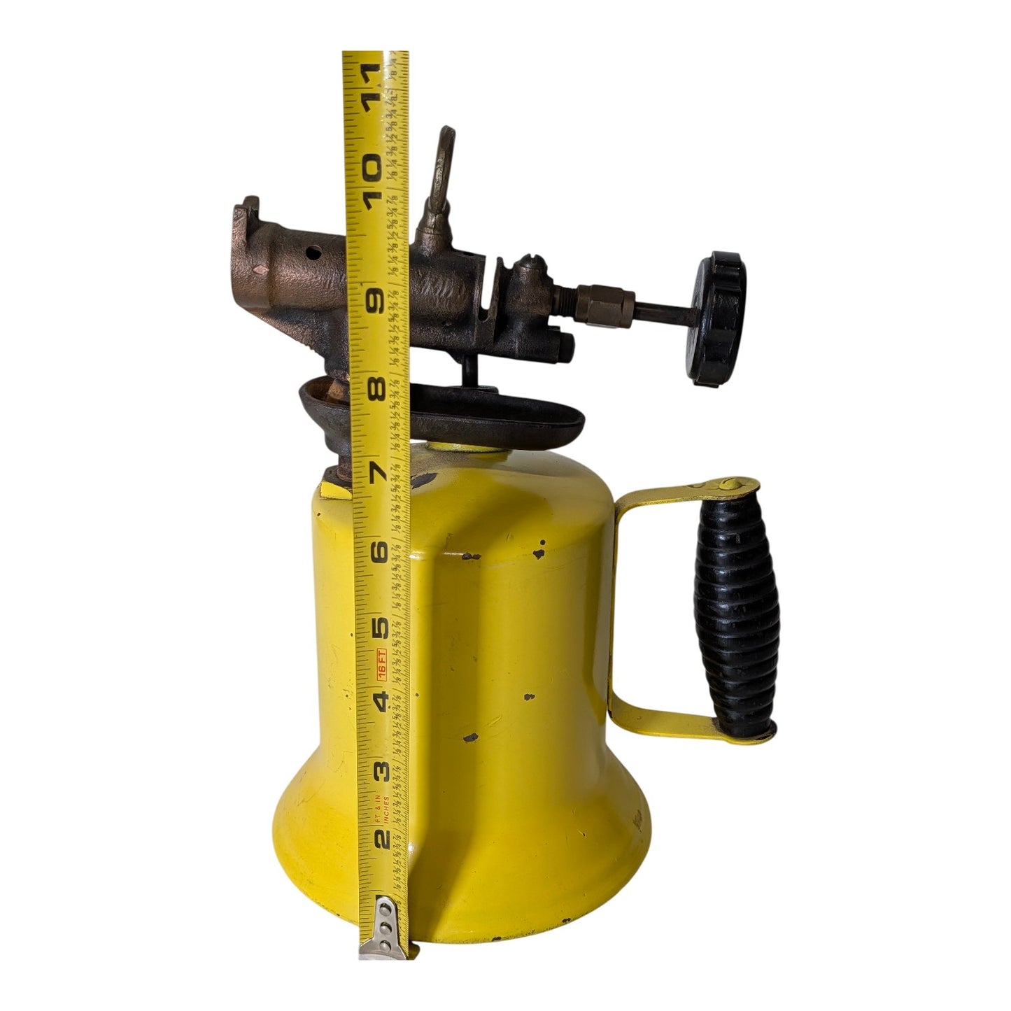 Vintage Industrial Yellow Blow Torch Mid-Century Brass Steampunk Decor Man Cave Art