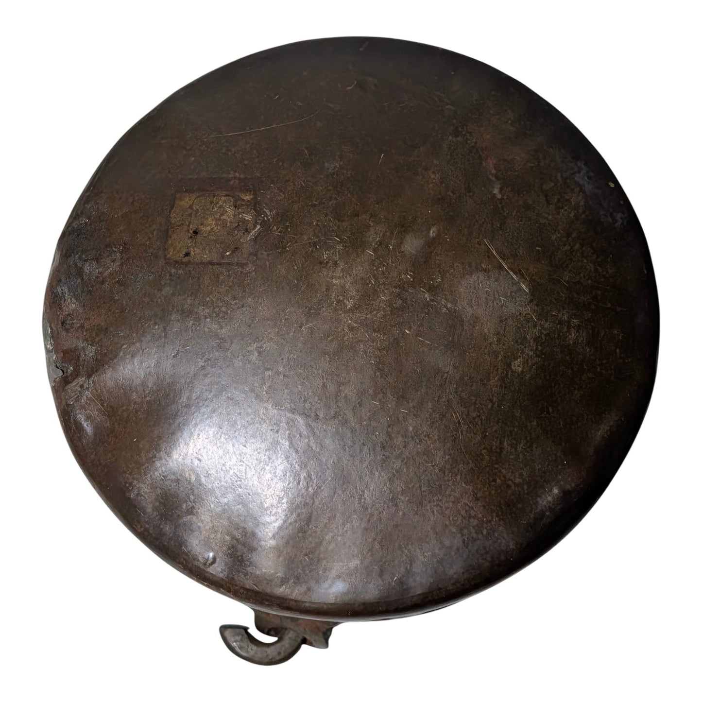 Antique 19th C. Hand Hammered Bronze Cauldron Pot, Primitive Forged Metal Kettle, Rustic Farmhouse Wabi Sabi Decor