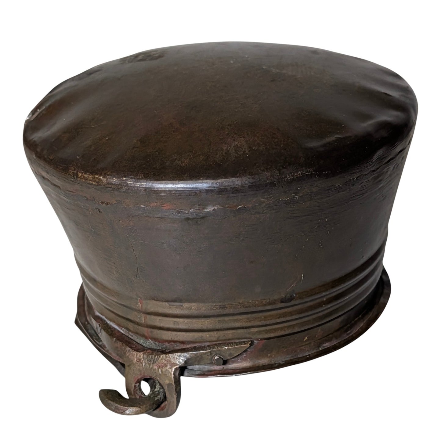 Antique 19th C. Hand Hammered Bronze Cauldron Pot, Primitive Forged Metal Kettle, Rustic Farmhouse Wabi Sabi Decor