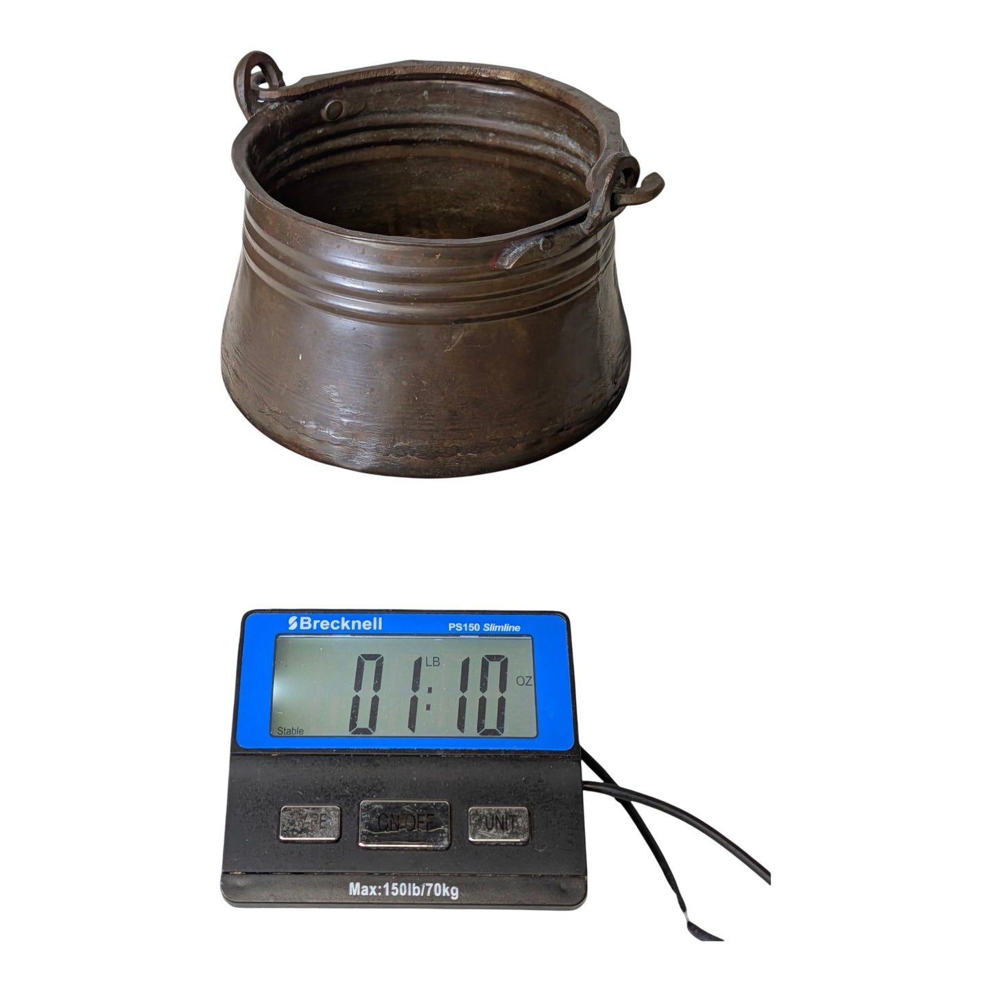 Antique 19th C. Hand Hammered Bronze Cauldron Pot, Primitive Forged Metal Kettle, Rustic Farmhouse Wabi Sabi Decor