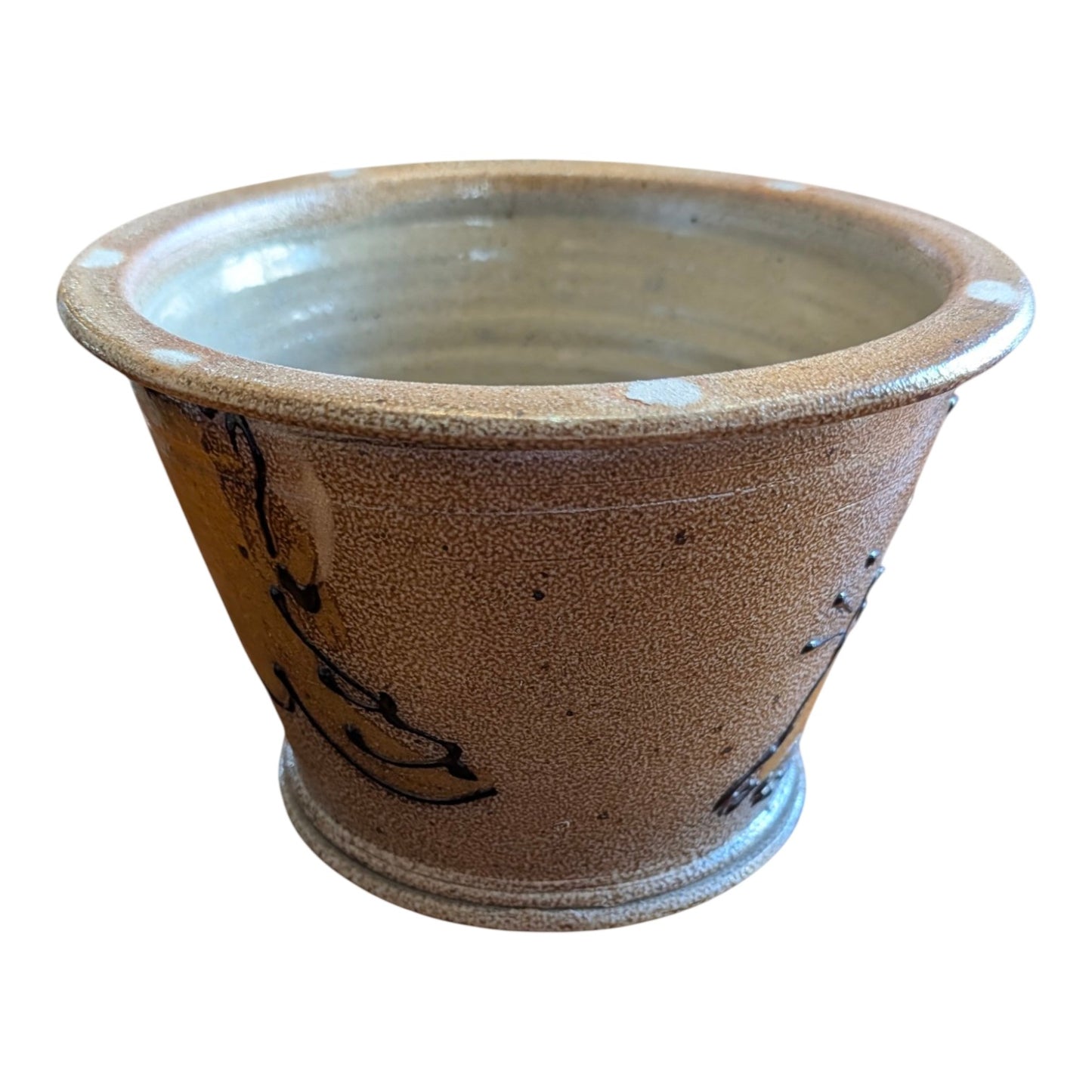 Vintage Rockland Stoneware Rabbit Planter, Signed Studio Art Pottery Cachepot, Hand Painted Hare Folk Art Decor